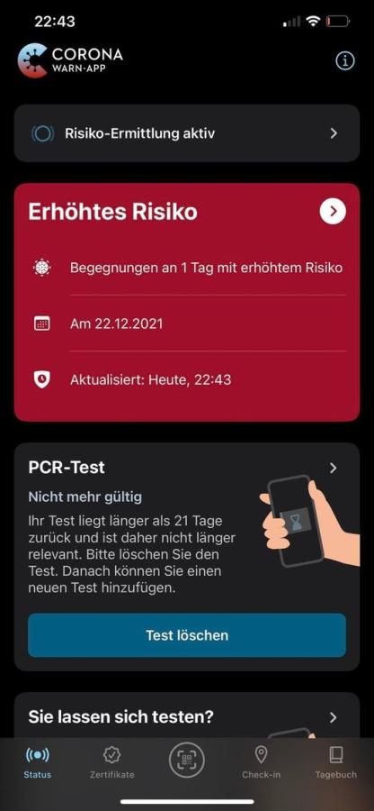Warnung der Corona Warn App